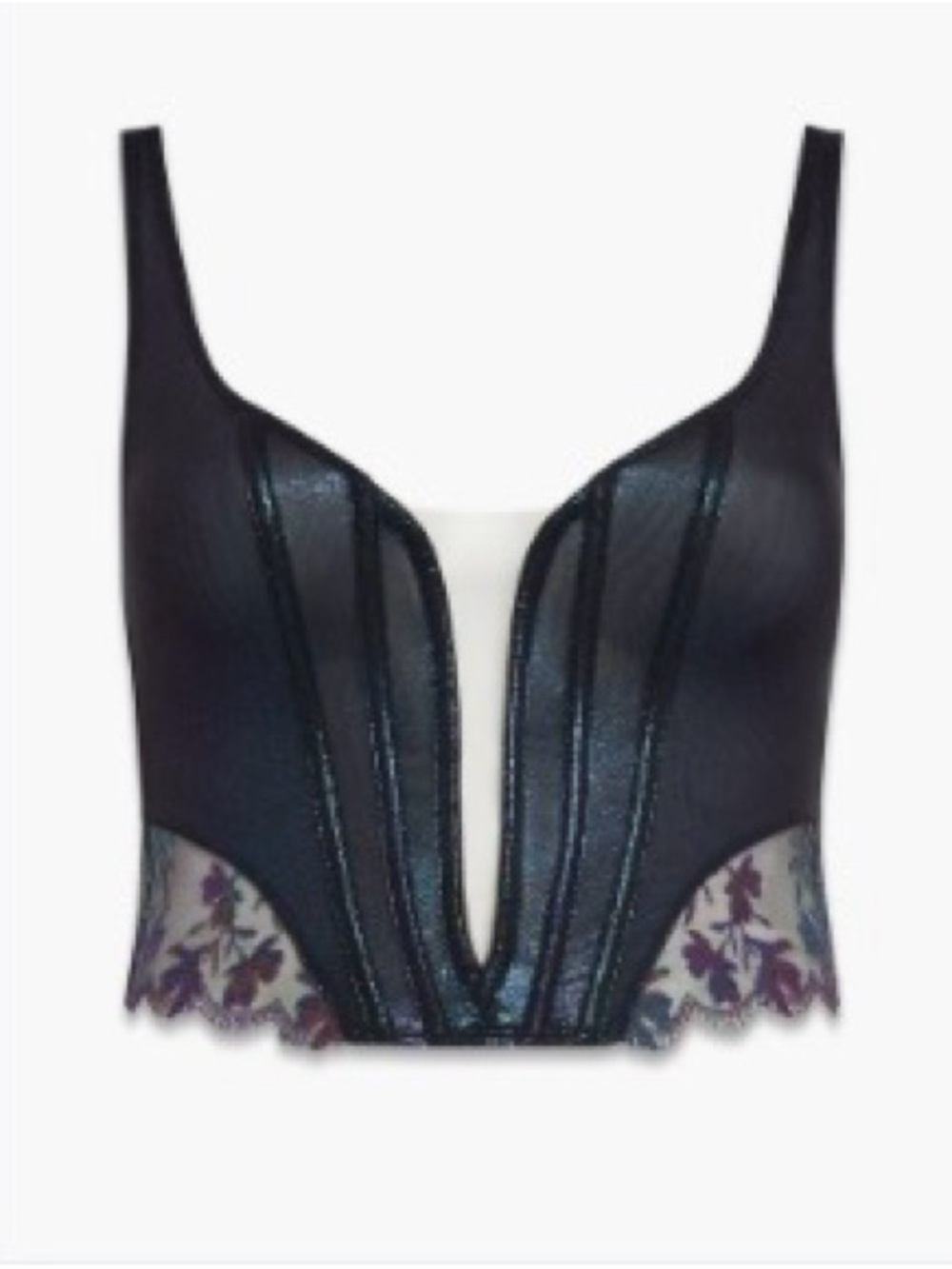 Savage X Fenty Black and Purple V-Plunge Longline Bandeau